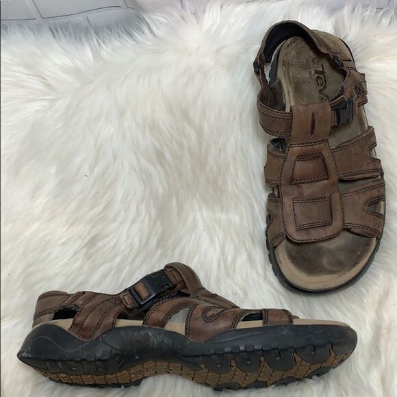 Teva Brown Leather Sport Sandal S/N 6553 Sz 13 - Picture 1 of 5
